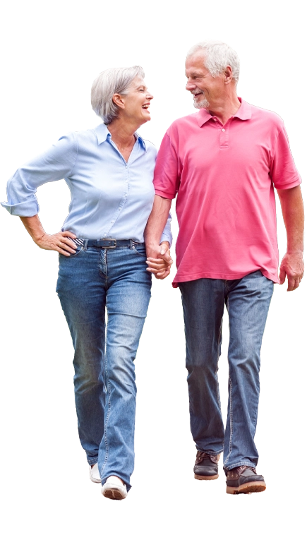 retirees holding hands and smiling at each other 1