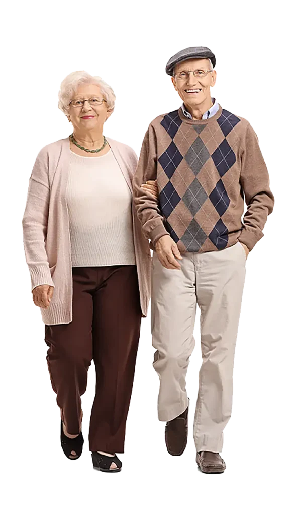 retired seniors couple holding hands smiling and walking life insurance for retirement levra financial group illinois